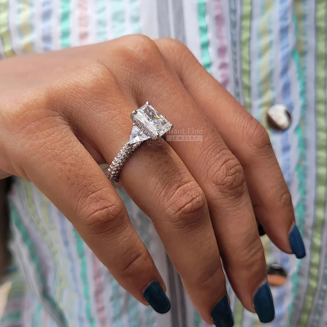 3 Carat Radiant Cut Lab Diamond Vintage Wedding Ring - Riant Fine Jewelry LLC