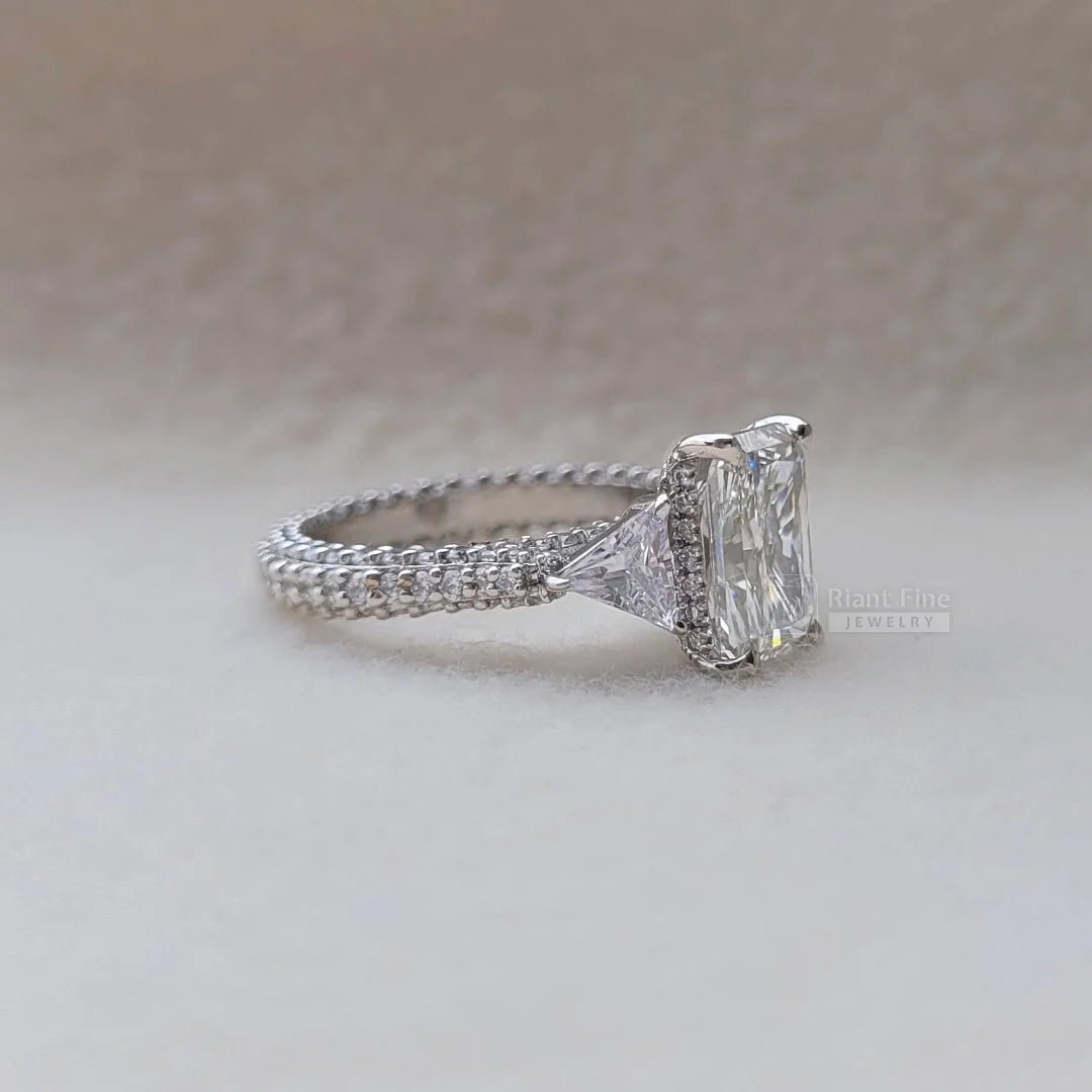 3 Carat Radiant Cut Lab Diamond Vintage Wedding Ring - Riant Fine Jewelry LLC