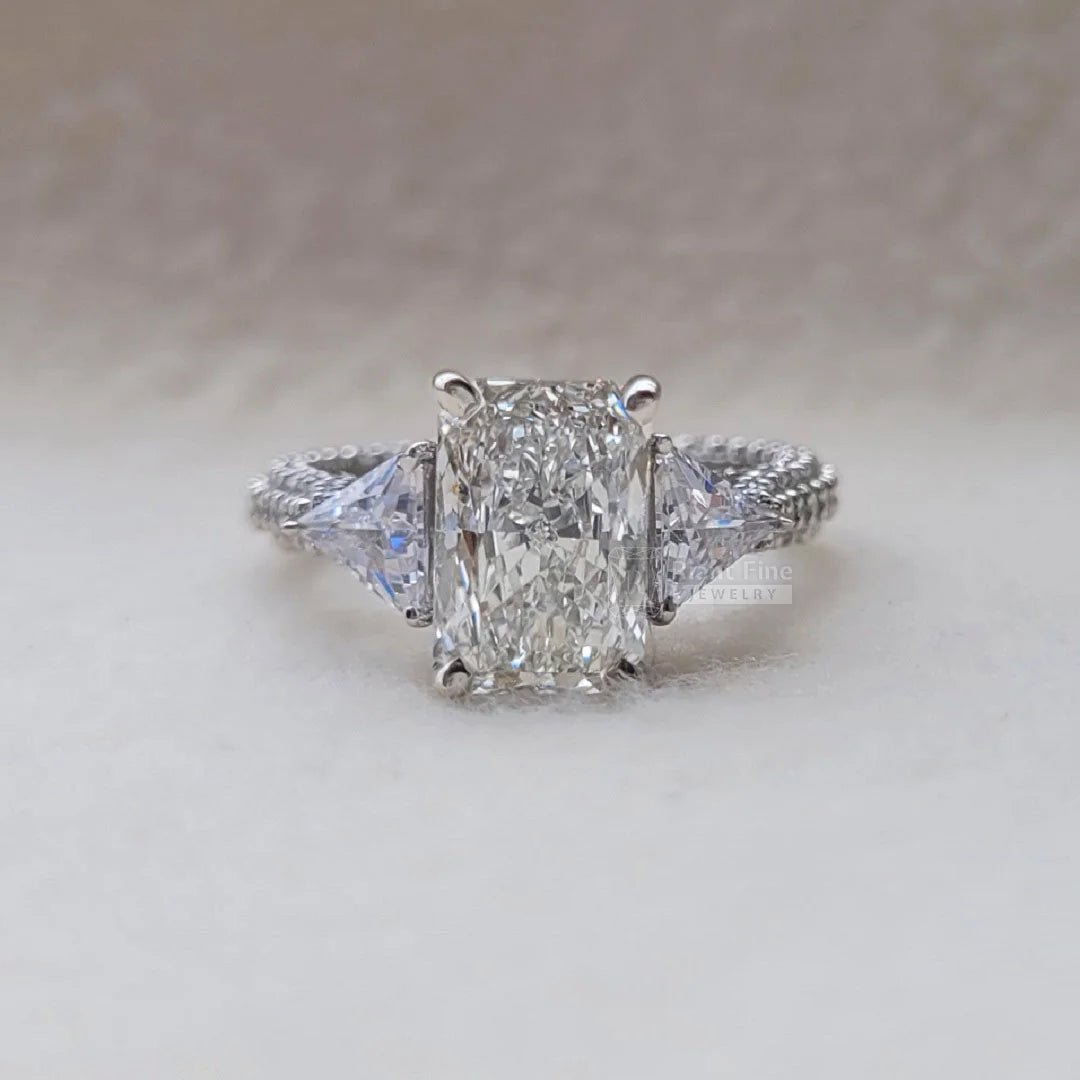 3 Carat Radiant Cut Lab Diamond Vintage Wedding Ring - Riant Fine Jewelry LLC