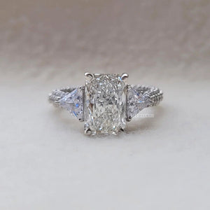 3 Carat Radiant Cut Lab Diamond Vintage Wedding Ring