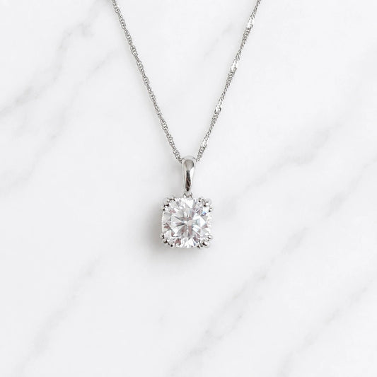 3 Ct Cushion Cut Moissanite Pendant In 18K Gold - Riant Fine Jewelry LLC