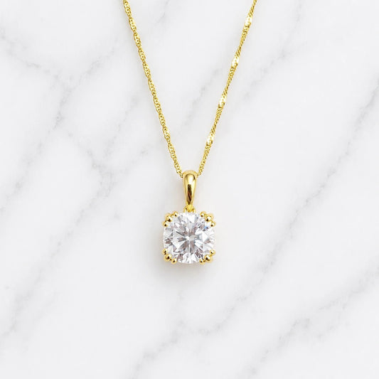 3 Ct Cushion Cut Moissanite Pendant In 18K Gold - Riant Fine Jewelry LLC