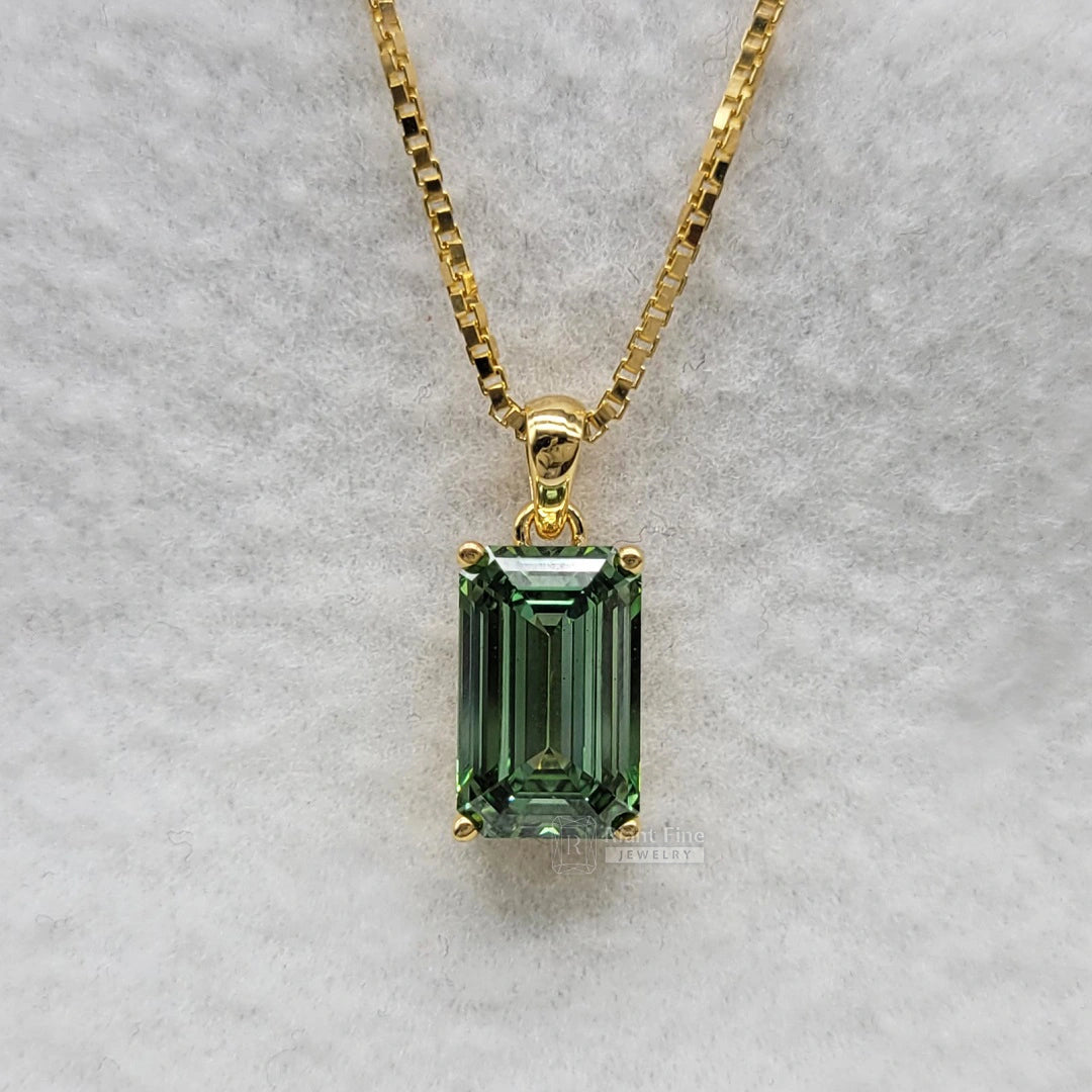3 Ct Emerald Cut Lab Grown Diamond Pendant in 14K Gold - Riant Fine Jewelry