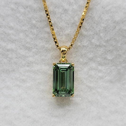3 Ct Emerald Cut Lab Grown Diamond Pendant in 14K Gold - Riant Fine Jewelry