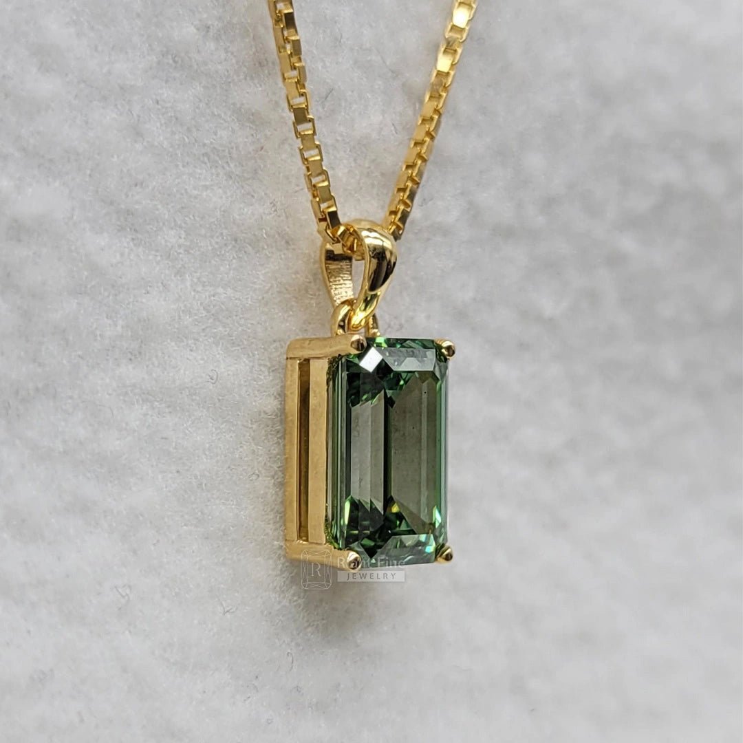 3 Ct Emerald Cut Lab Grown Diamond Pendant in 14K Gold - Riant Fine Jewelry