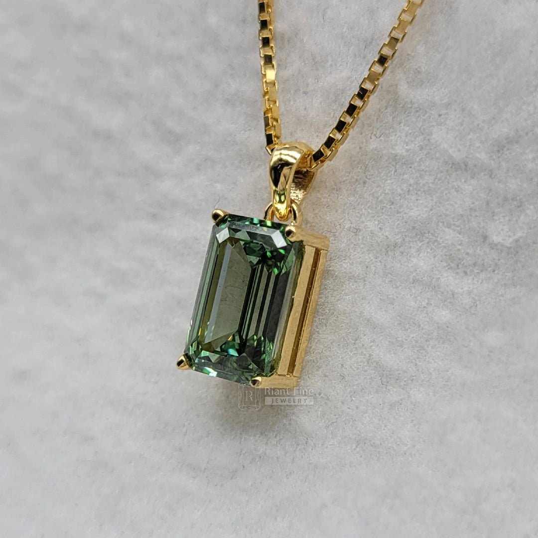 3 Ct Emerald Cut Lab Grown Diamond Pendant in 14K Gold - Riant Fine Jewelry