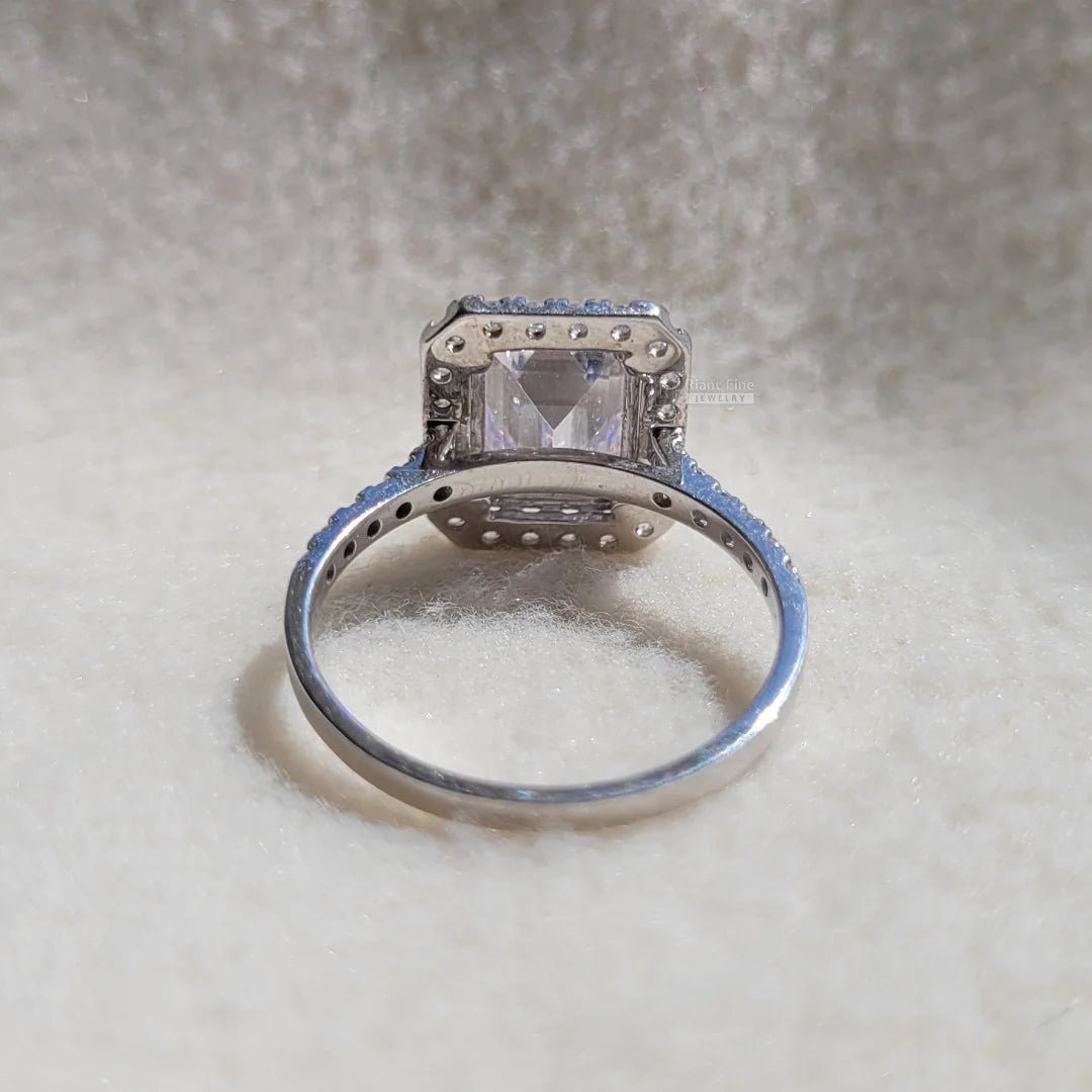 3 Ct Emerald Diamond White Gold Halo Engagement Ring - Riant Fine Jewelry LLC