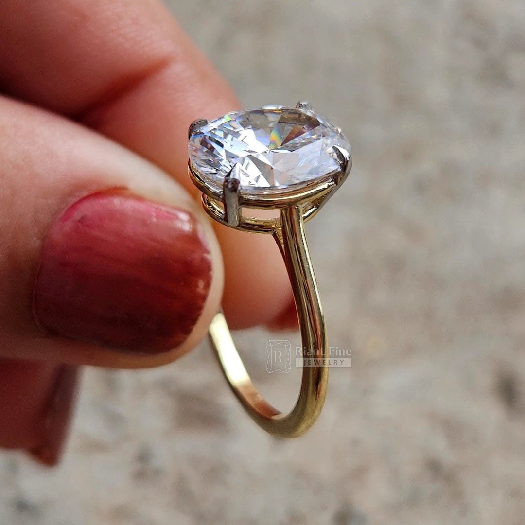 3 Ct Oval Diamond Engagement Ring in 14K Gold - Riant Fine Jewelry