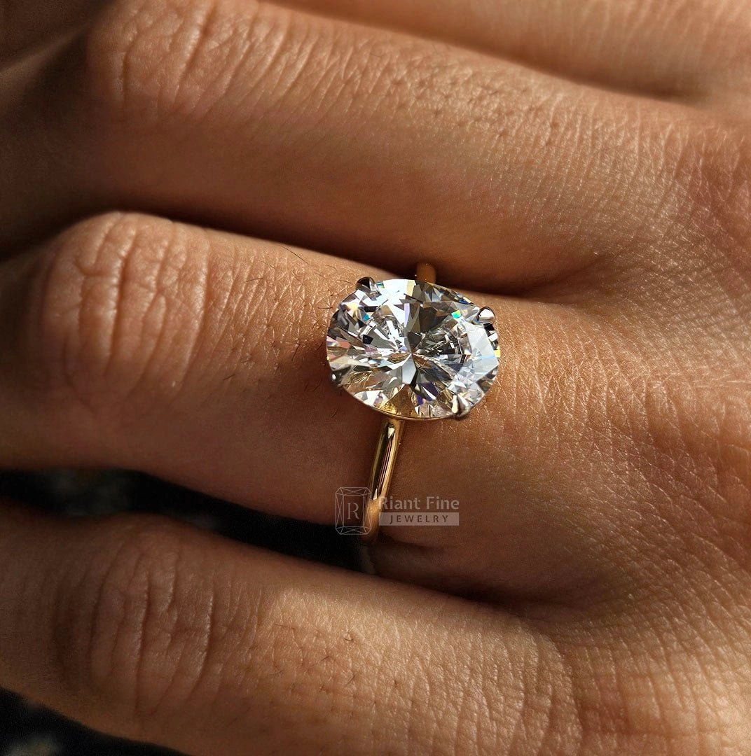 3 Ct Oval Diamond Engagement Ring in 14K Gold - Riant Fine Jewelry