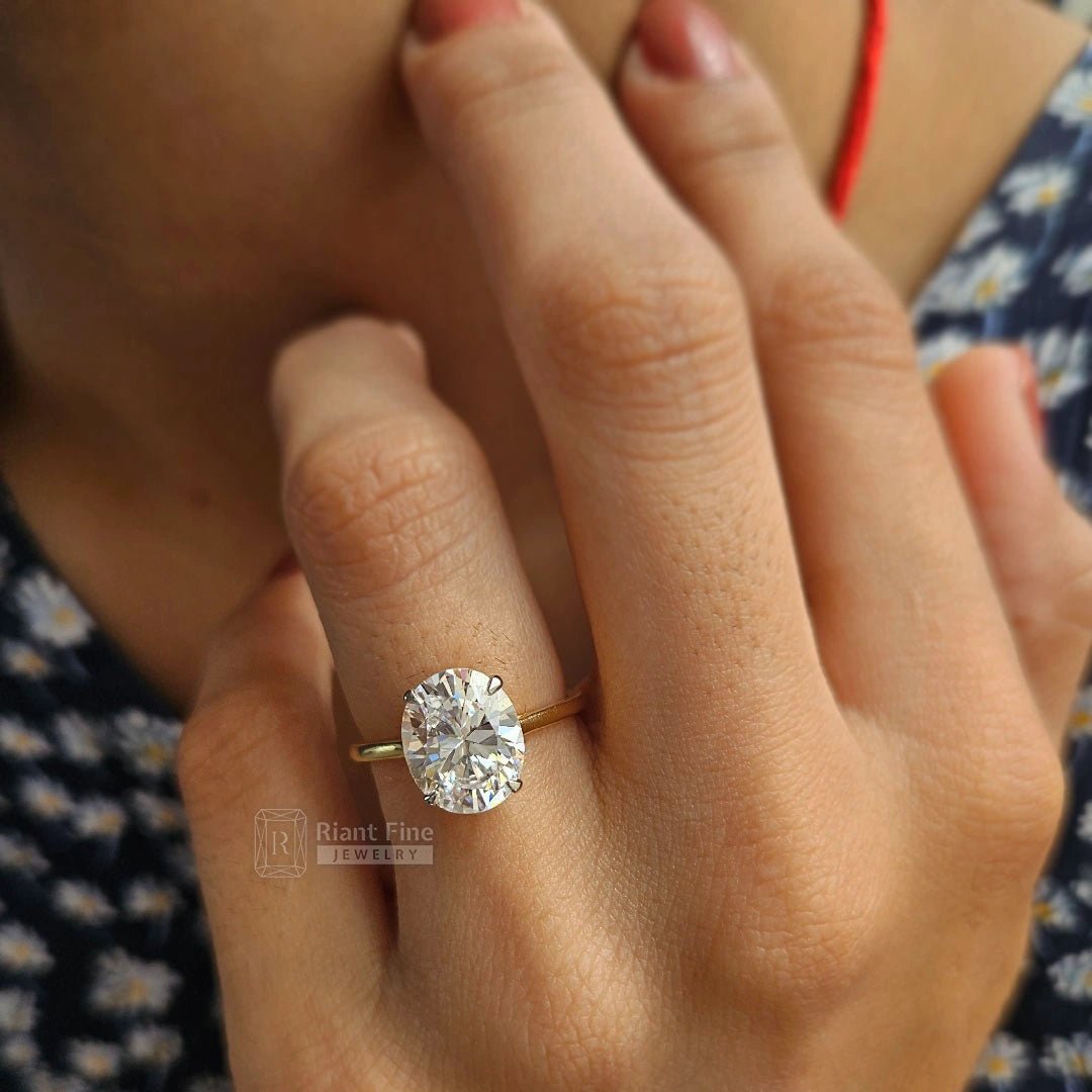 3 Ct Oval Diamond Engagement Ring in 14K Gold - Riant Fine Jewelry
