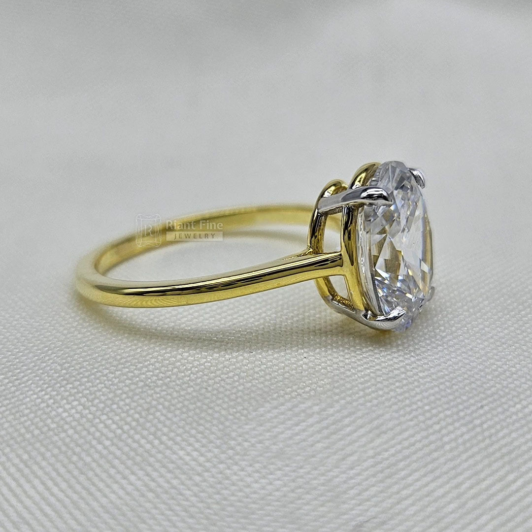 3 Ct Oval Diamond Engagement Ring in 14K Gold - Riant Fine Jewelry