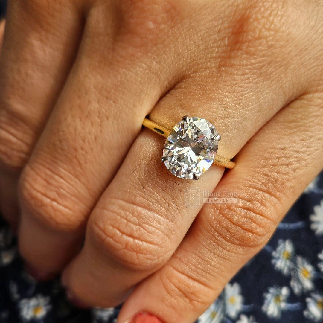 3 Ct Oval Diamond Engagement Ring in 14K Gold - Riant Fine Jewelry