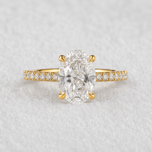 3 Ct Oval Lab Grown Diamond Hidden Halo Engagement Ring in 14K Yellow Gold