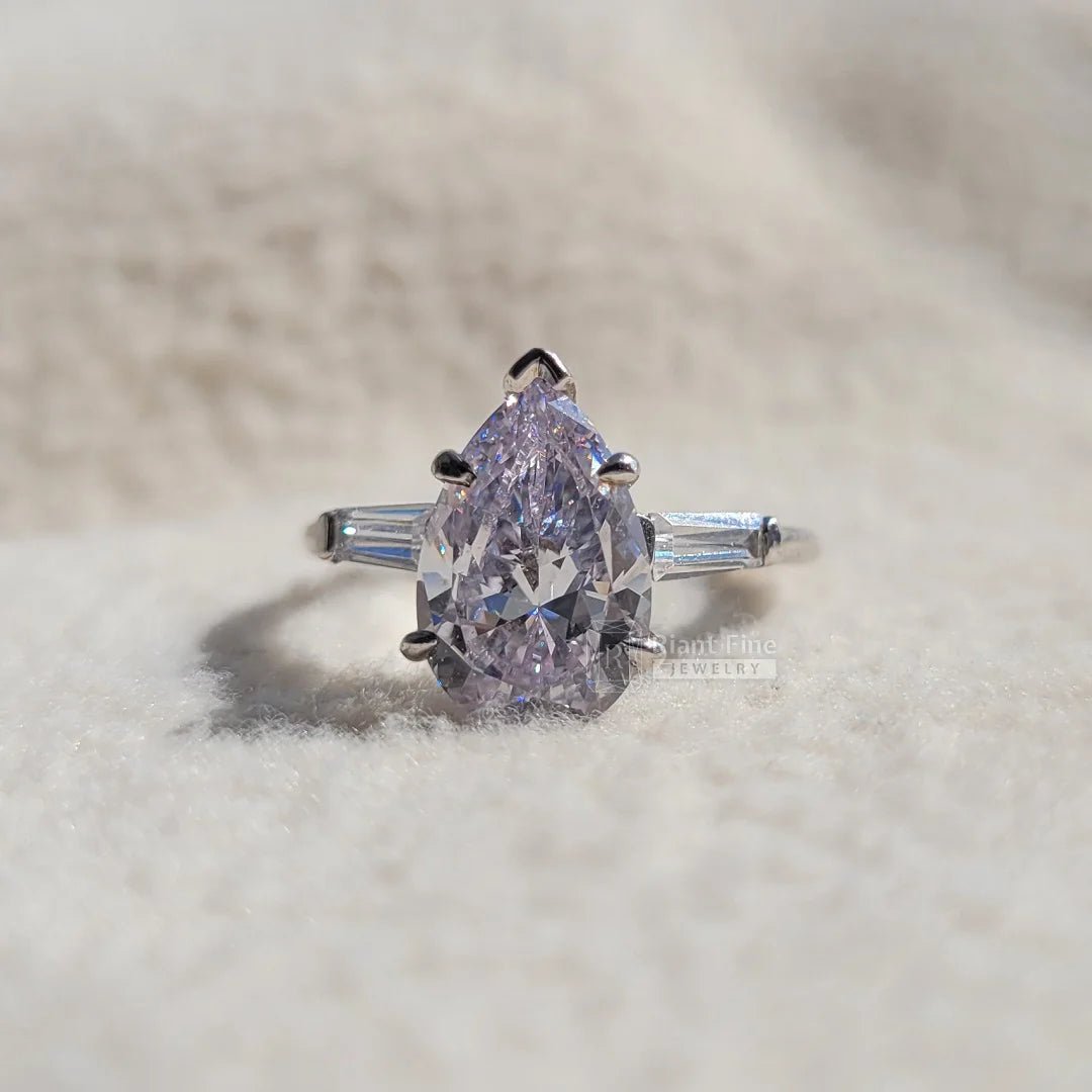 3 Ct Pear Diamond Gold Three Stone Engagement Ring - Riant Fine Jewelry