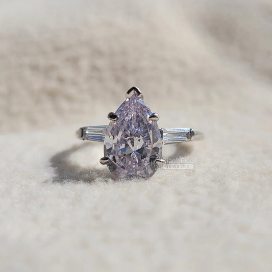 3 Ct Pear Diamond Gold Three Stone Engagement Ring - Riant Fine Jewelry