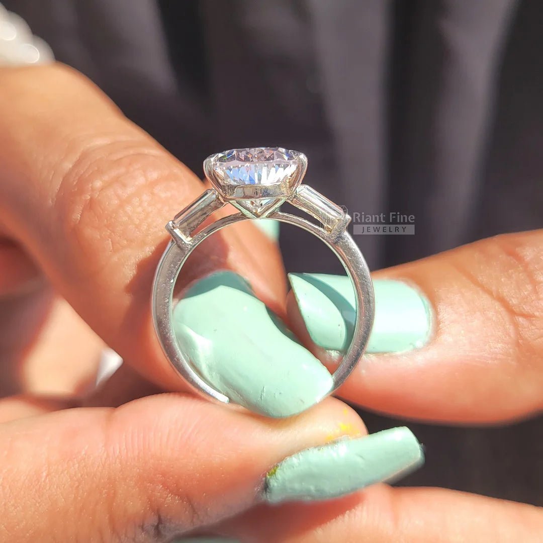 3 Ct Pear Diamond Gold Three Stone Engagement Ring - Riant Fine Jewelry