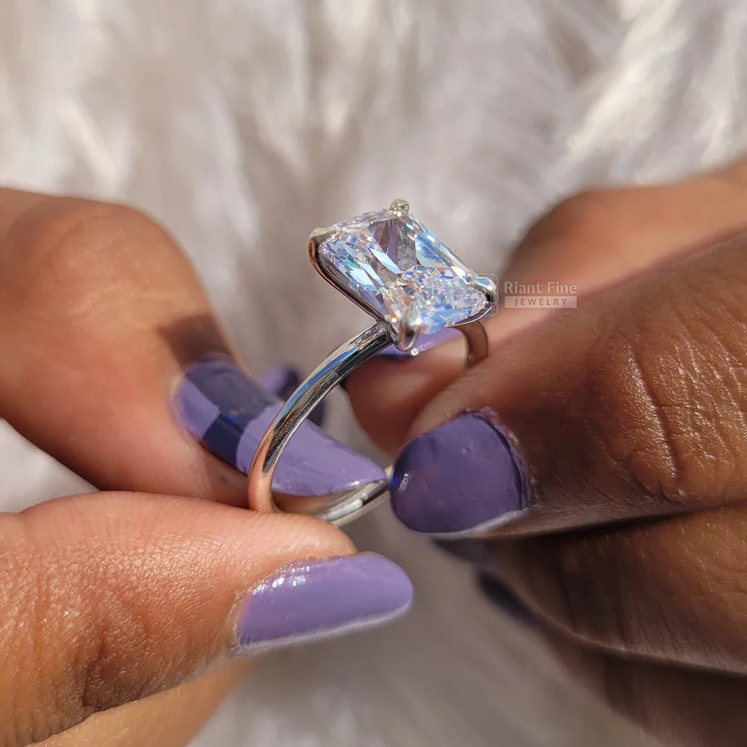 3 Ct Radiant Diamond Gold Solitaire Engagement Ring - Riant Fine Jewelry