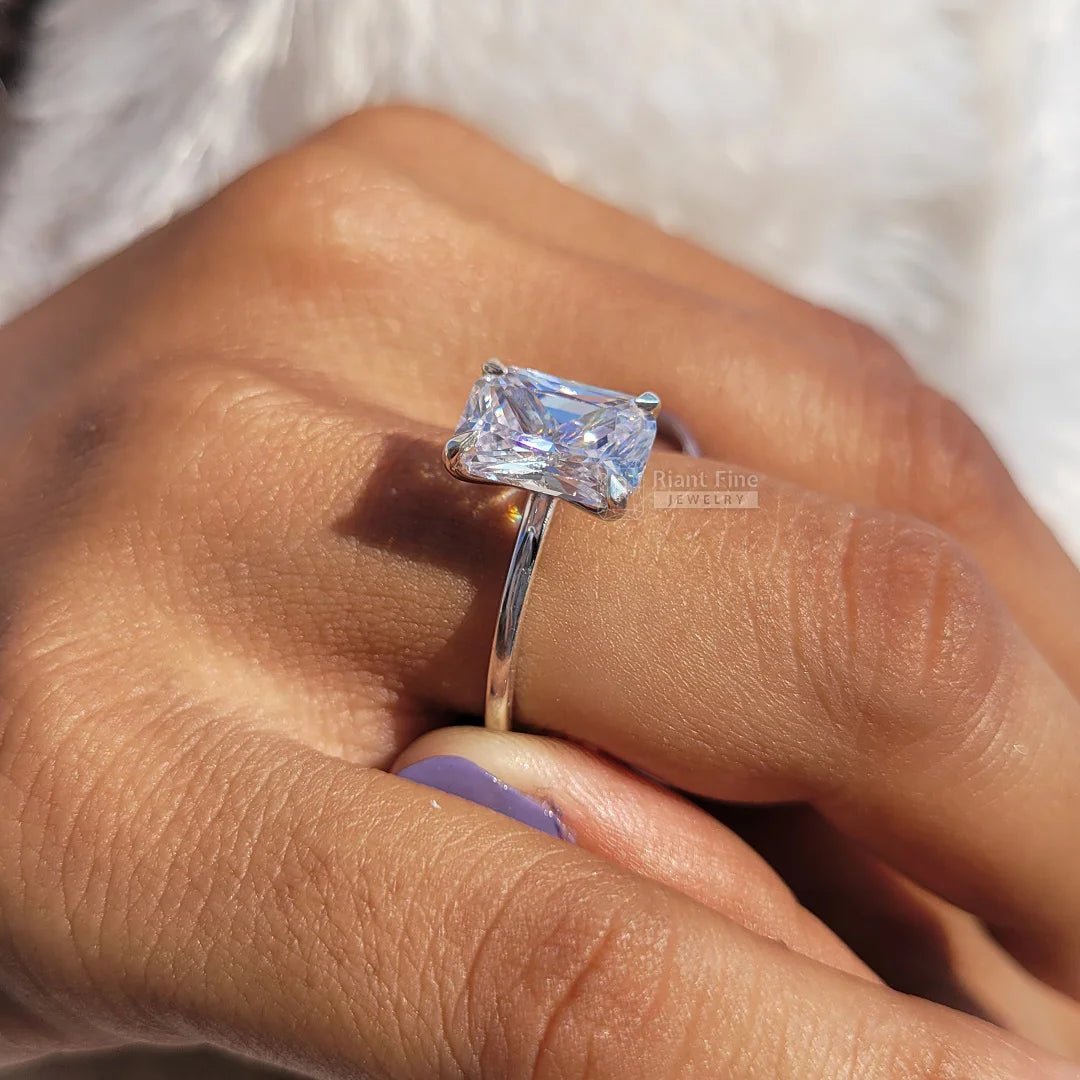 3 Ct Radiant Diamond Gold Solitaire Engagement Ring - Riant Fine Jewelry