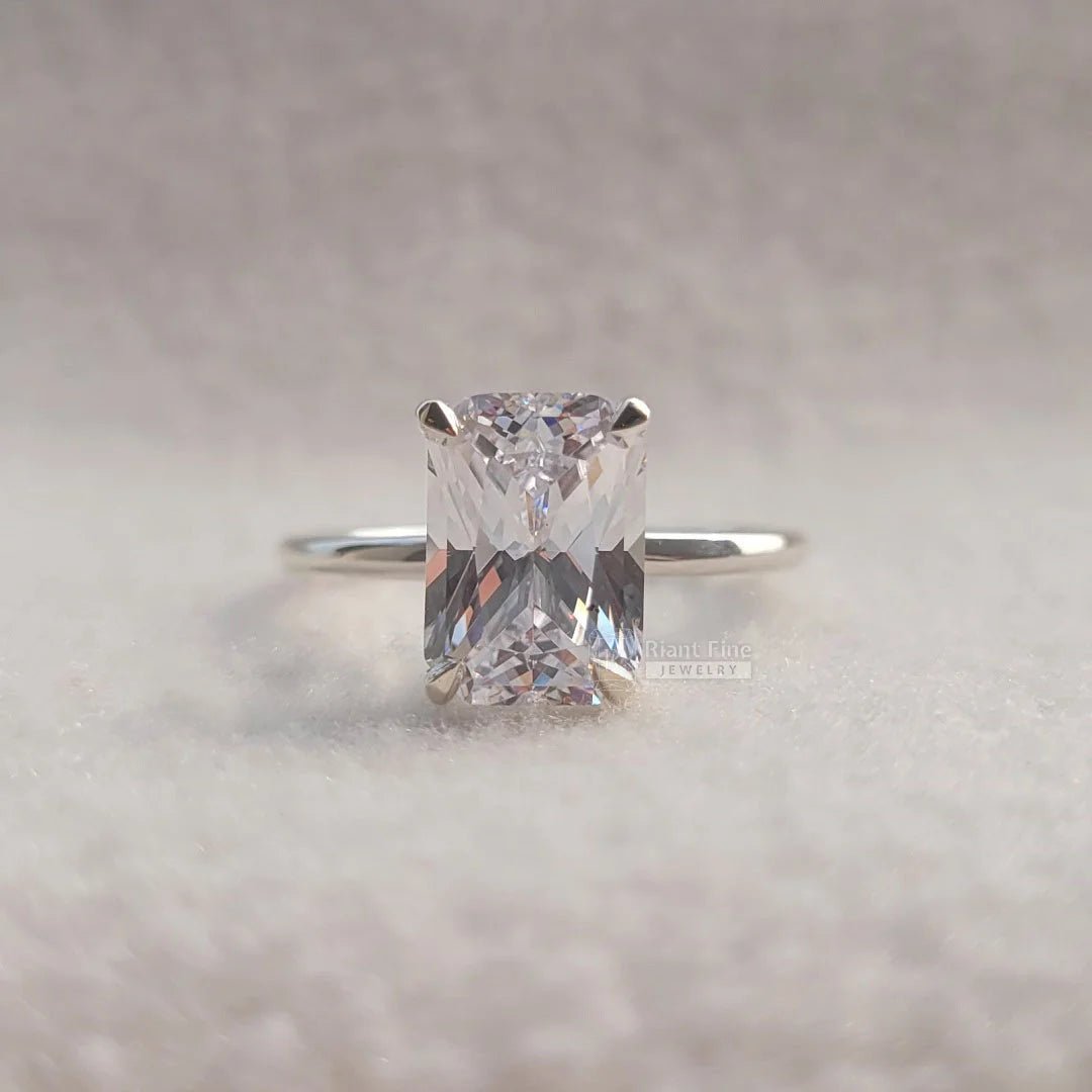 3 Ct Radiant Diamond Gold Solitaire Engagement Ring - Riant Fine Jewelry