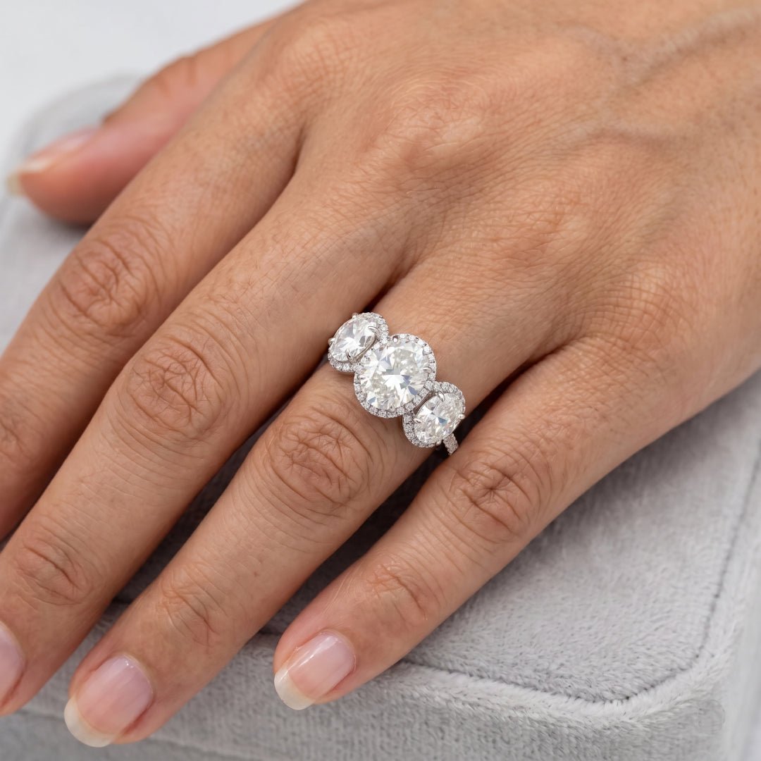 3 Stone Oval Diamond Engagement Ring in 14K Gold - Riant Fine Jewelry LLC