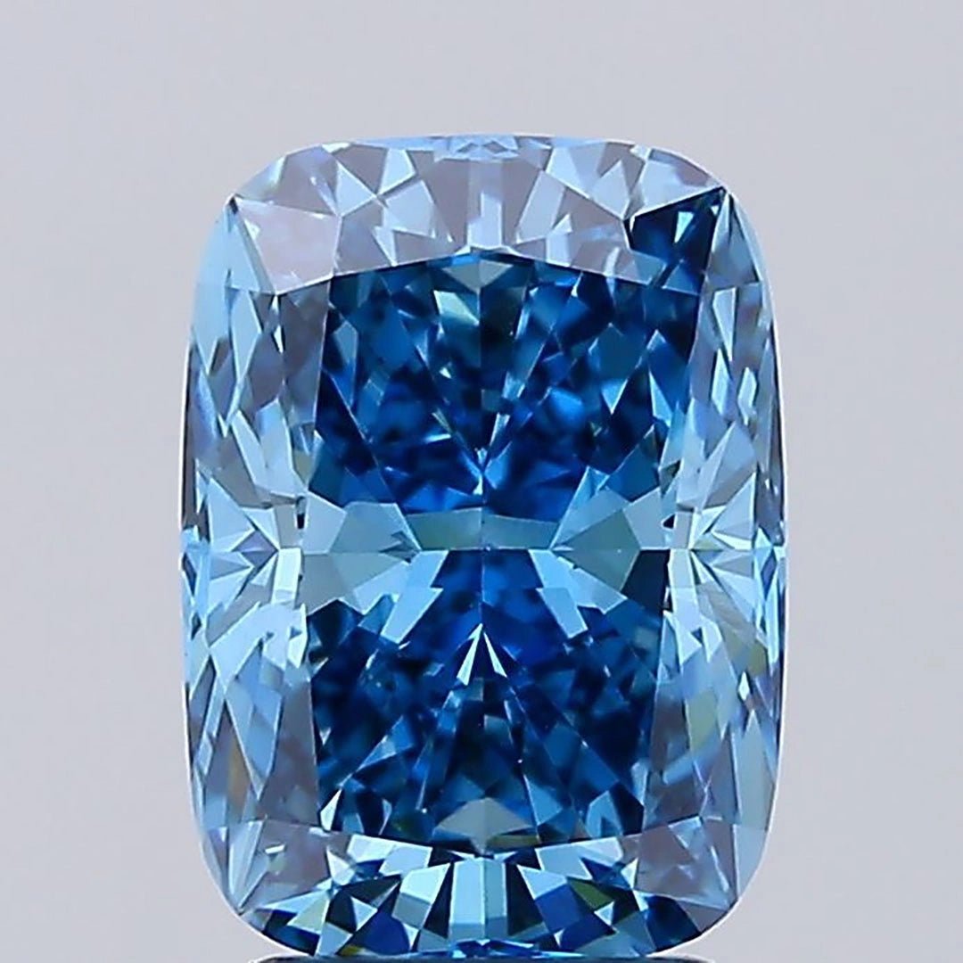 3.02 Ct Fancy Vivid Blue Cushion Lab Grown Diamond - Riant Fine Jewelry