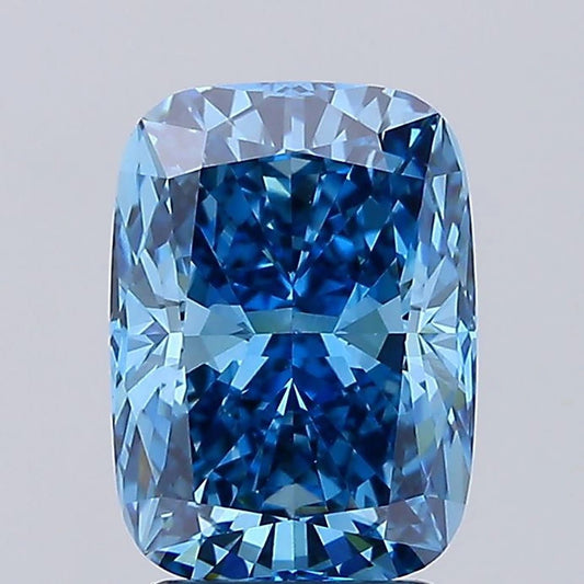 3.02 Ct Fancy Vivid Blue Cushion Lab Grown Diamond - Riant Fine Jewelry