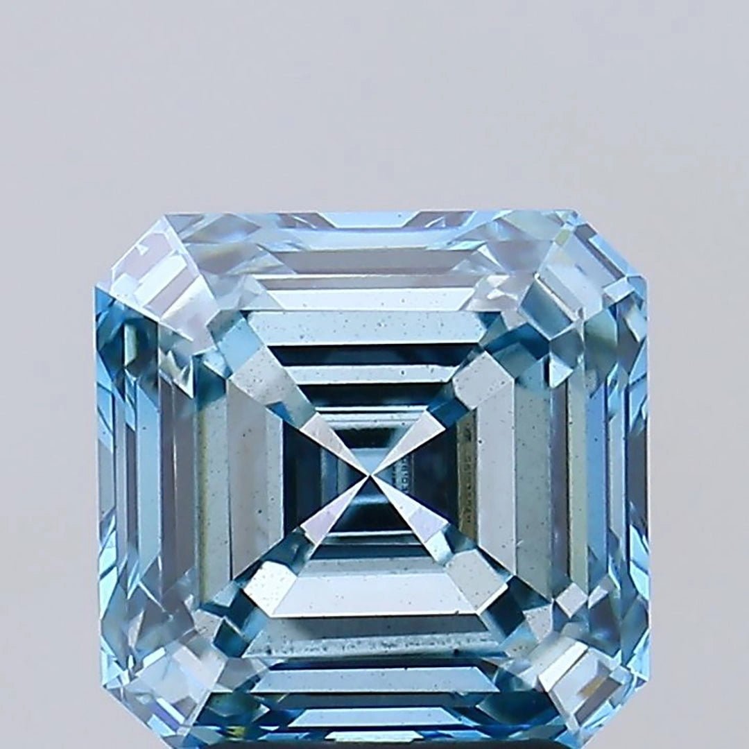 3.27 Ct Fancy Intense Blue Asscher Lab Grown Diamond - Riant Fine Jewelry
