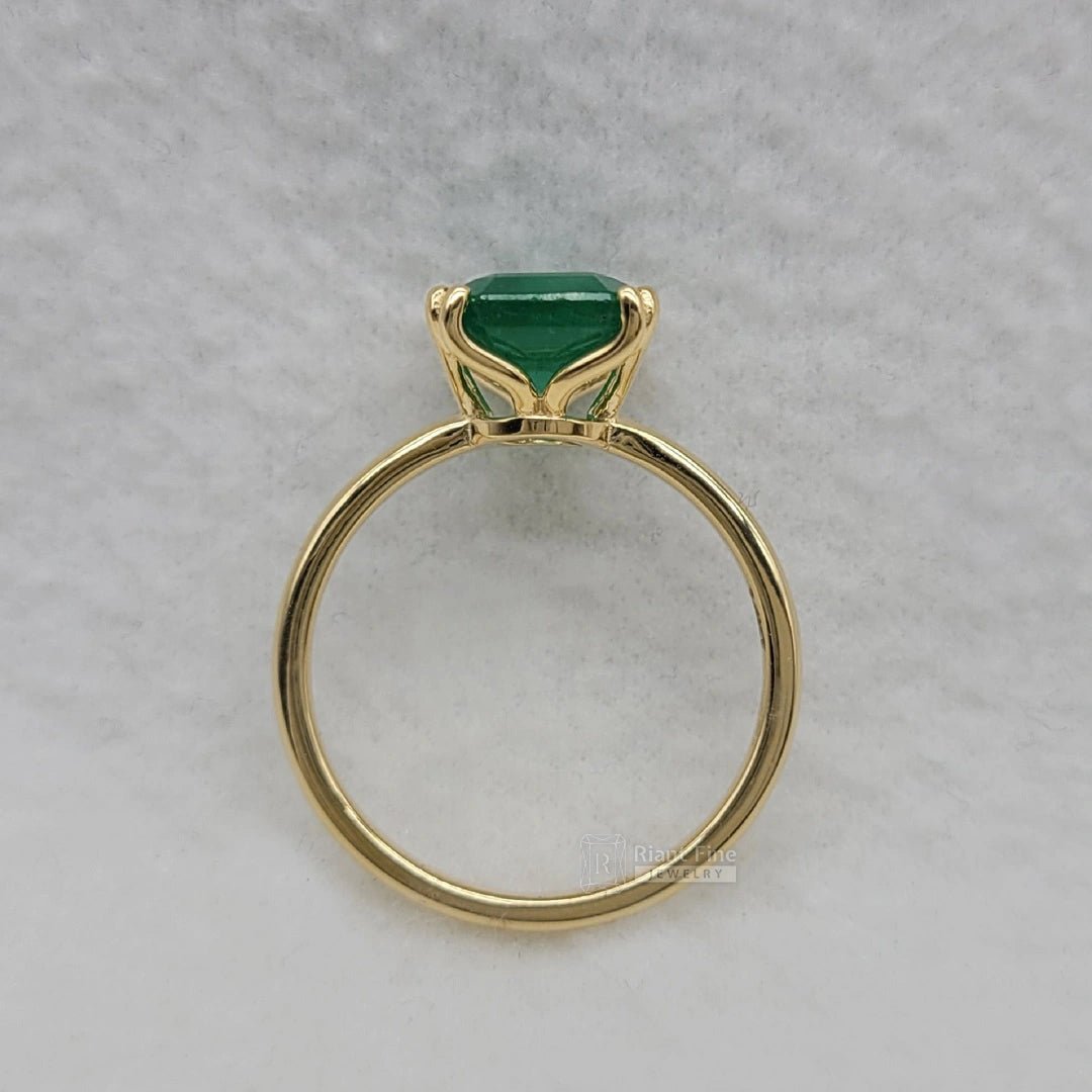 3.38 Ct Natural Emerald Cut Engagement Ring in 14K Gold - Riant Fine Jewelry