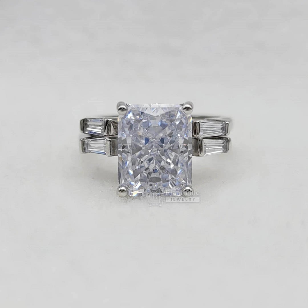 3.5 Ct Radiant Cut Diamond Wedding Ring Set in 14K Gold - Riant Fine Jewelry