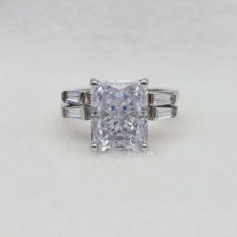 3.5 Ct Radiant Cut Diamond Wedding Ring Set in 14K Gold - Riant Fine Jewelry