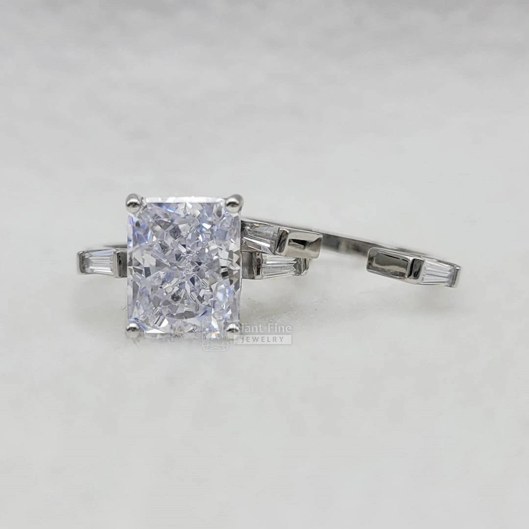 3.5 Ct Radiant Cut Diamond Wedding Ring Set in 14K Gold - Riant Fine Jewelry