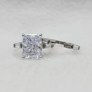 3.5 Ct Radiant Cut Diamond Wedding Ring Set in 14K Gold