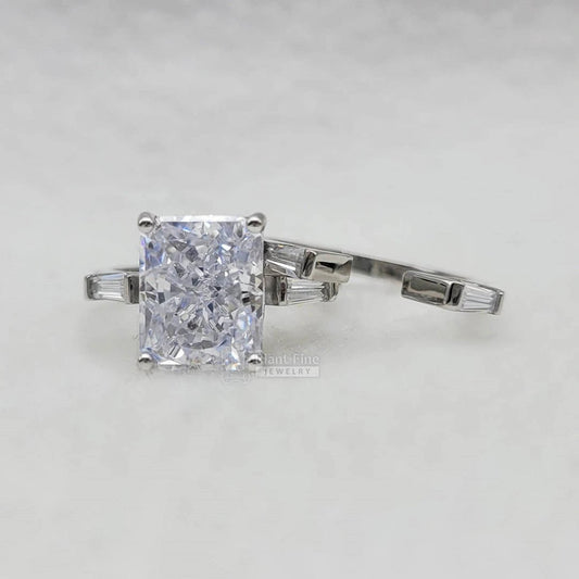 3.5 Ct Radiant Cut Diamond Wedding Ring Set in 14K Gold - Riant Fine Jewelry