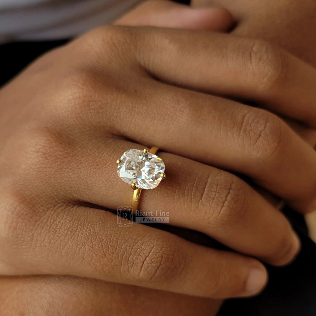 3.70 Ct Elongated Cushion Cut Diamond Engagement Ring - Riant Fine Jewelry