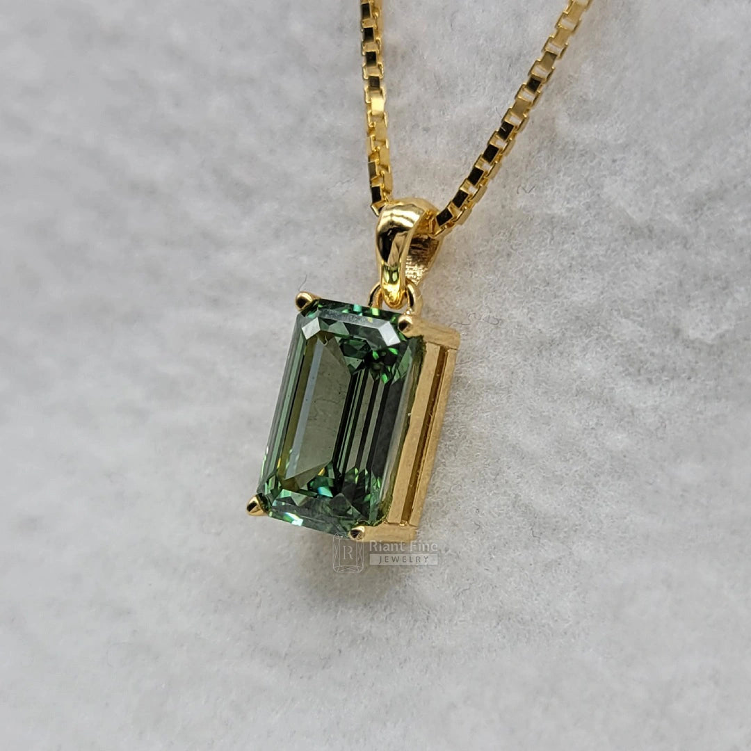 3 Ct Emerald Cut Lab Grown Diamond Pendant in 14K Gold
