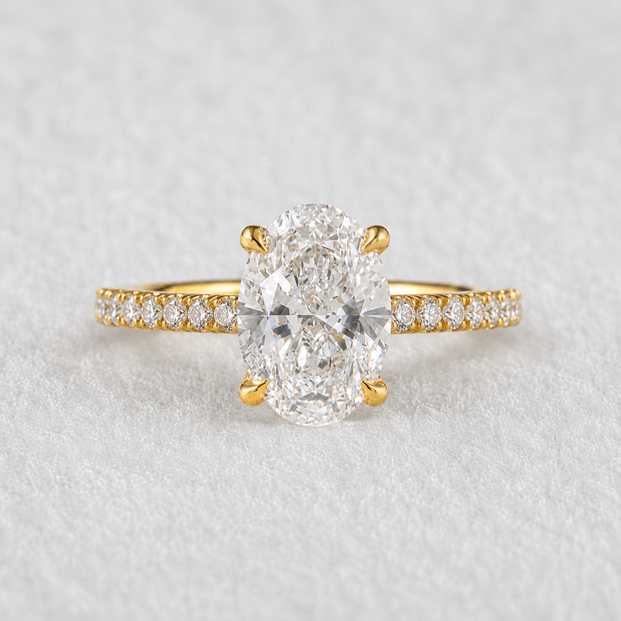 3 Ct Oval Lab Grown Diamond Hidden Halo Engagement Ring