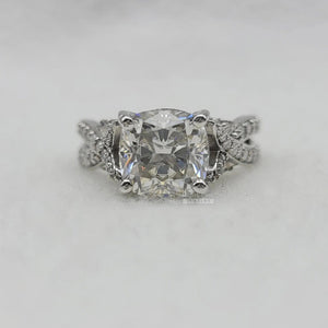 4 Ct Cushion Cut Diamond Engagement Ring in 14K Gold