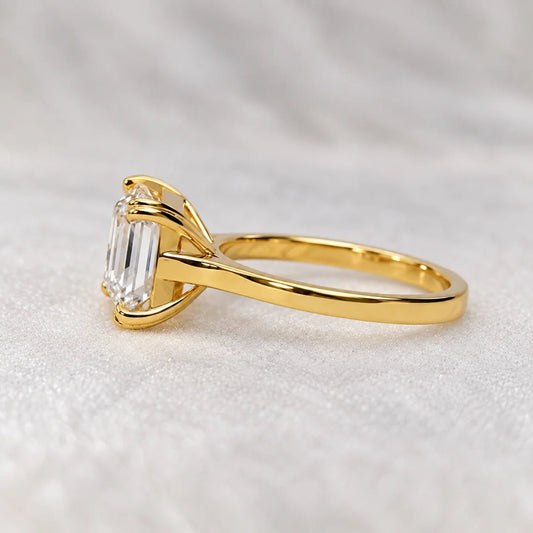 4 Ct East West Emerald Lab Diamond Engagement Ring - Riant Fine Jewelry LLC