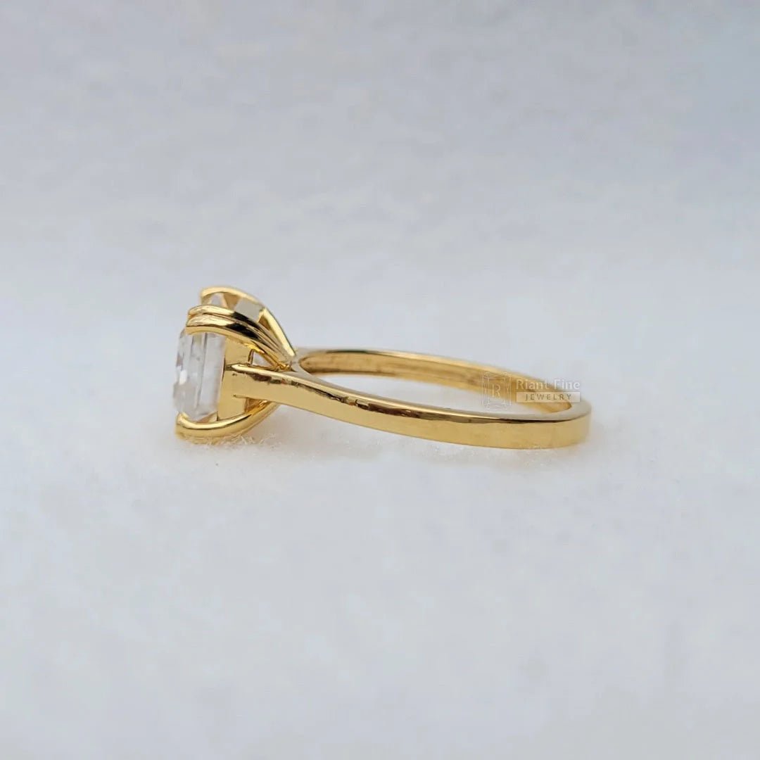 4 Ct East West Emerald Lab Diamond Engagement Ring - Riant Fine Jewelry