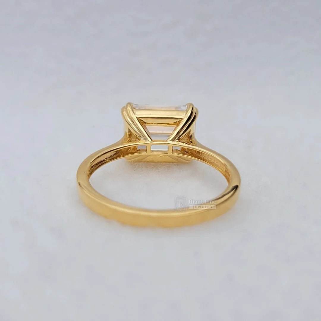 4 Ct East West Emerald Lab Diamond Engagement Ring - Riant Fine Jewelry