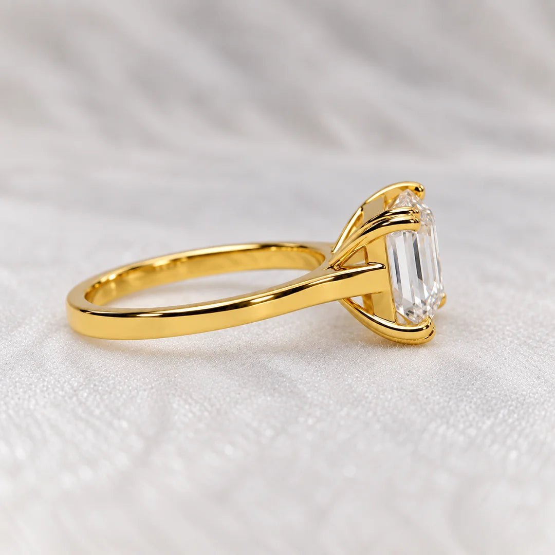4 Ct East West Emerald Lab Diamond Engagement Ring - Riant Fine Jewelry LLC