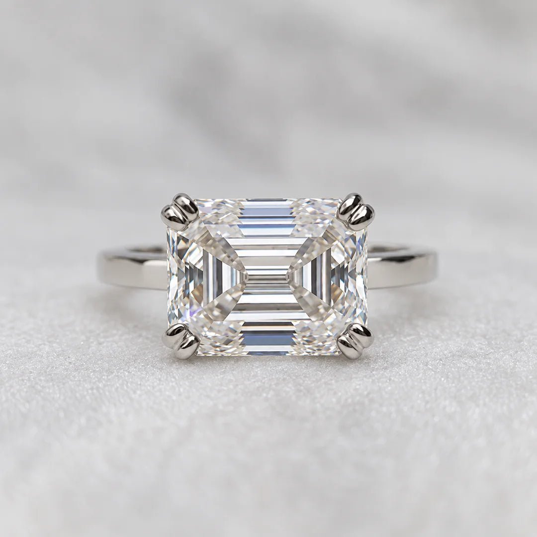 4 Ct East West Emerald Lab Diamond Engagement Ring - Riant Fine Jewelry LLC