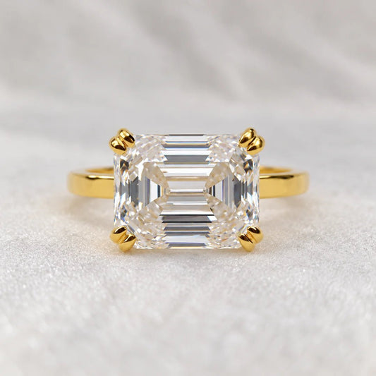4 Ct East West Emerald Lab Diamond Engagement Ring - Riant Fine Jewelry LLC