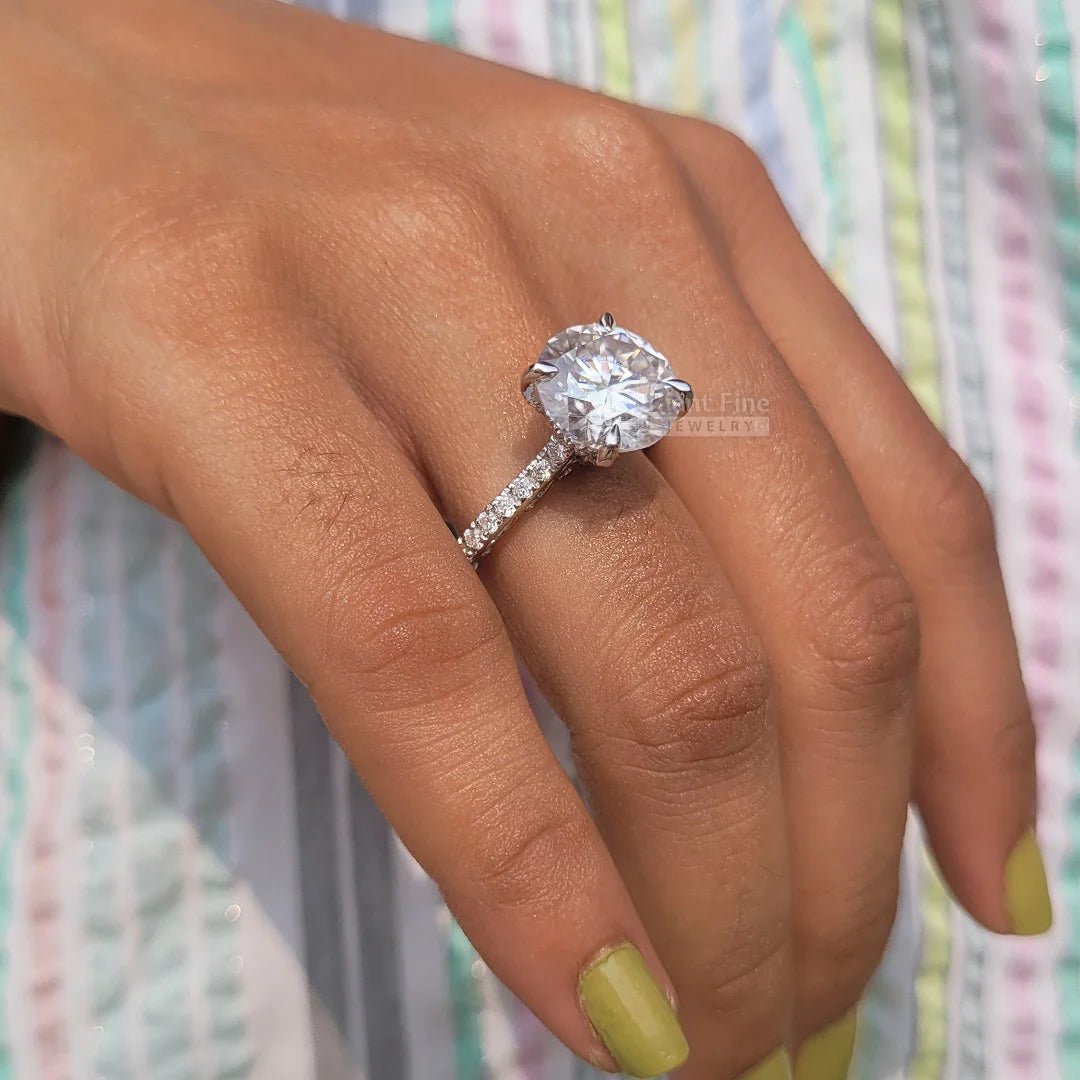 5 Carat Round Moissanite Diamond Vintage Wedding Ring - Riant Fine Jewelry LLC