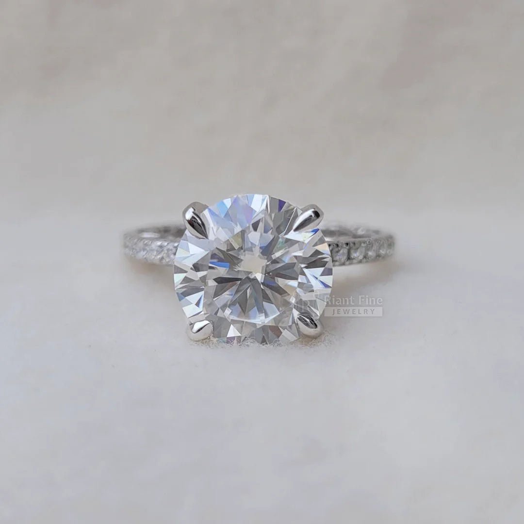 5 Carat Round Moissanite Diamond Vintage Wedding Ring - Riant Fine Jewelry LLC