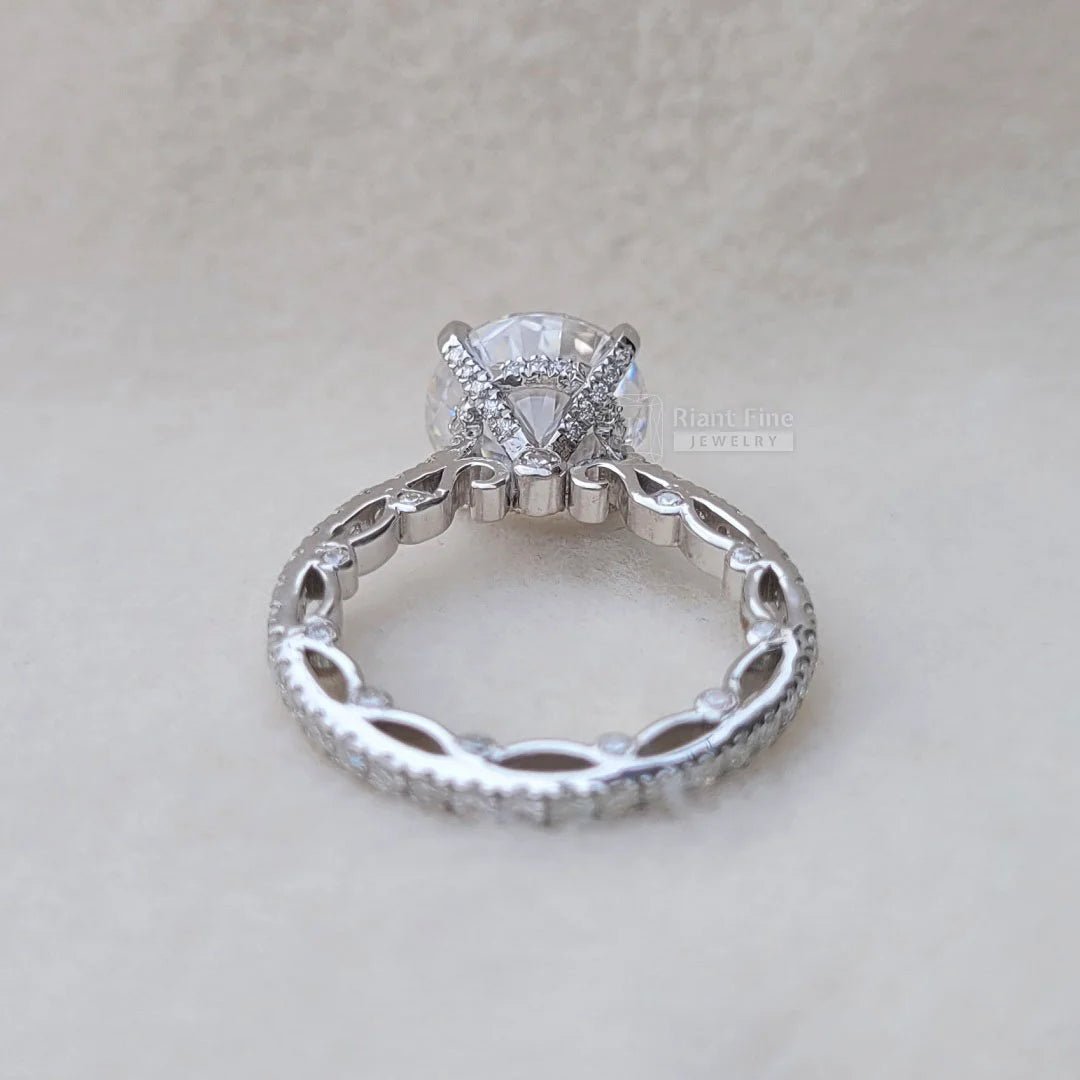 5 Carat Round Moissanite Diamond Vintage Wedding Ring - Riant Fine Jewelry LLC