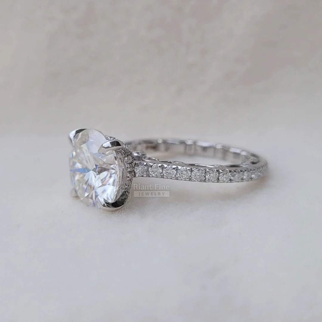 5 Carat Round Moissanite Diamond Vintage Wedding Ring - Riant Fine Jewelry LLC