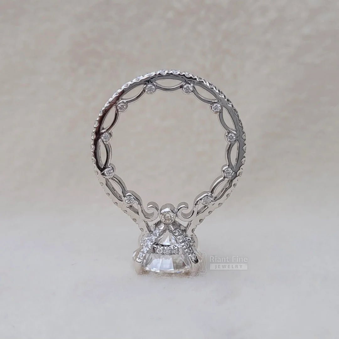 5 Carat Round Moissanite Diamond Vintage Wedding Ring - Riant Fine Jewelry LLC