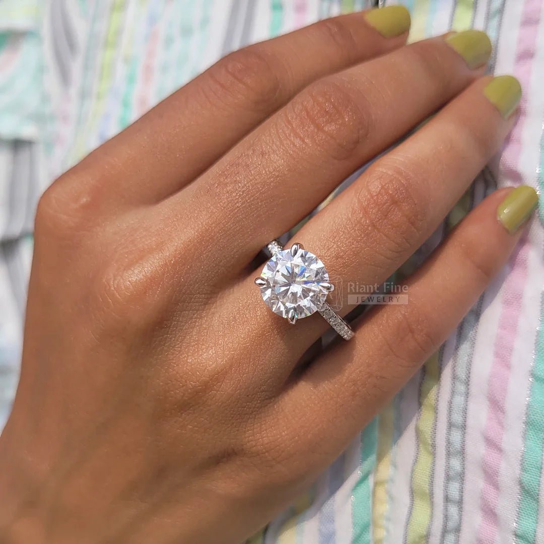 5 Carat Round Moissanite Diamond Vintage Wedding Ring - Riant Fine Jewelry LLC