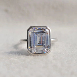 5 Ct Emerald Lab Diamond Gold Bezel Engagement Ring